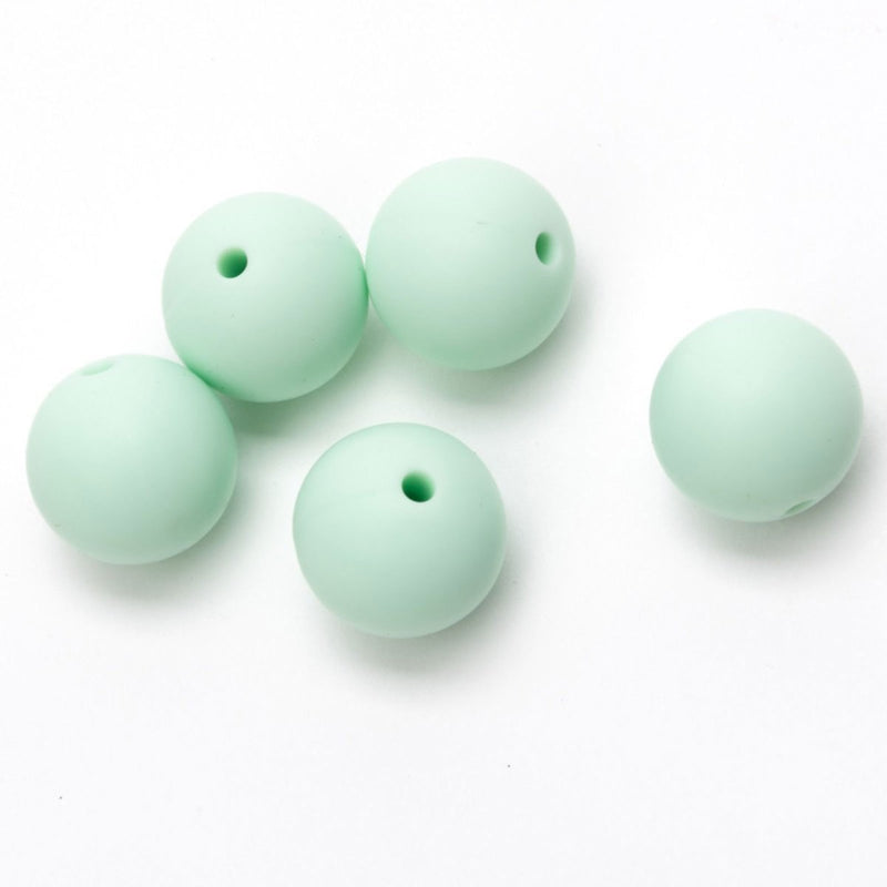 siliconen kralen 5 stuks - 15 mm mintgroen