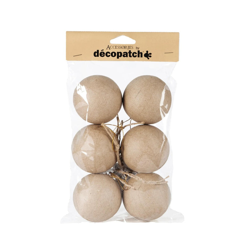 Papier-maché figuren - kerstballen - 6 stuks