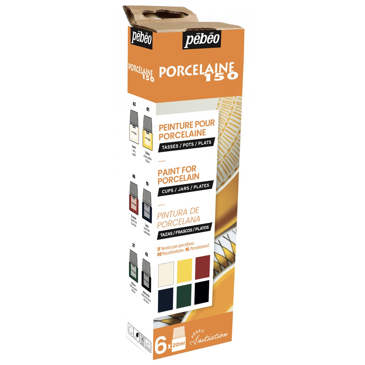 Porseleinverf - 20 ml - glans - 6 stuks