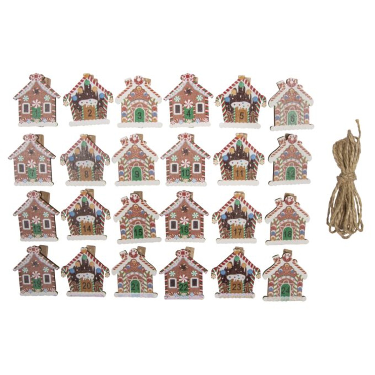 Adventskalender knijpers - candyland - 24 stuks