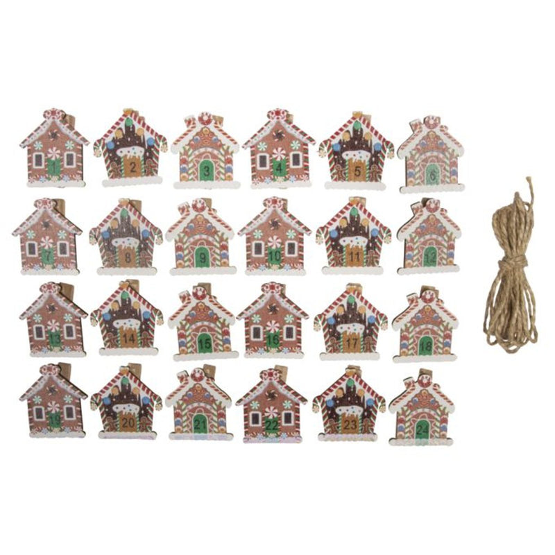 Adventskalender knijpers - candyland - 24 stuks