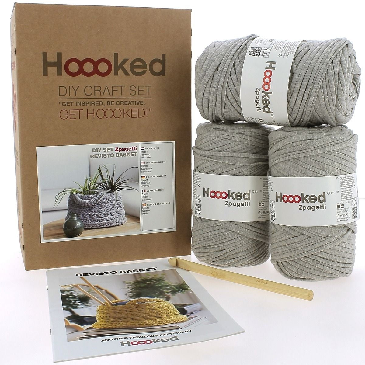 Hoooked Zpagetti DIY kit - Revisto Basket - grijs