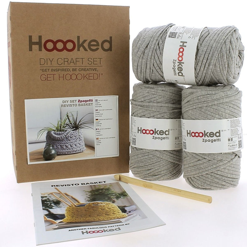 Hoooked Zpagetti DIY kit - Revisto Basket - grijs