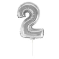 Cijferballon zilverkleurig - 32 cm - 2
