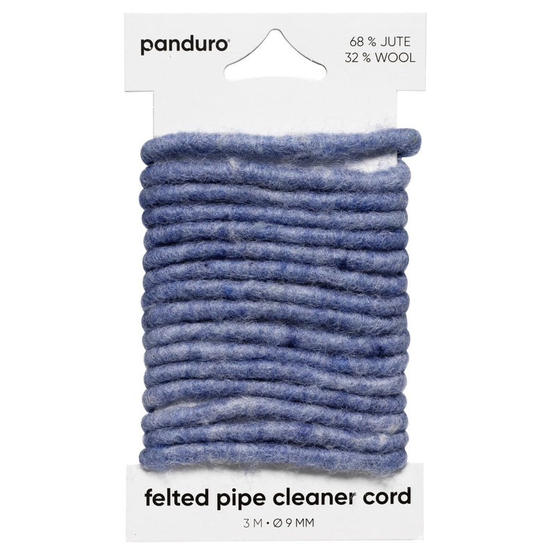 vilten chenille draad 3 meter - Ø9 mm blauw