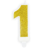 PartyDeco cijferkaars - glitter goud - 1