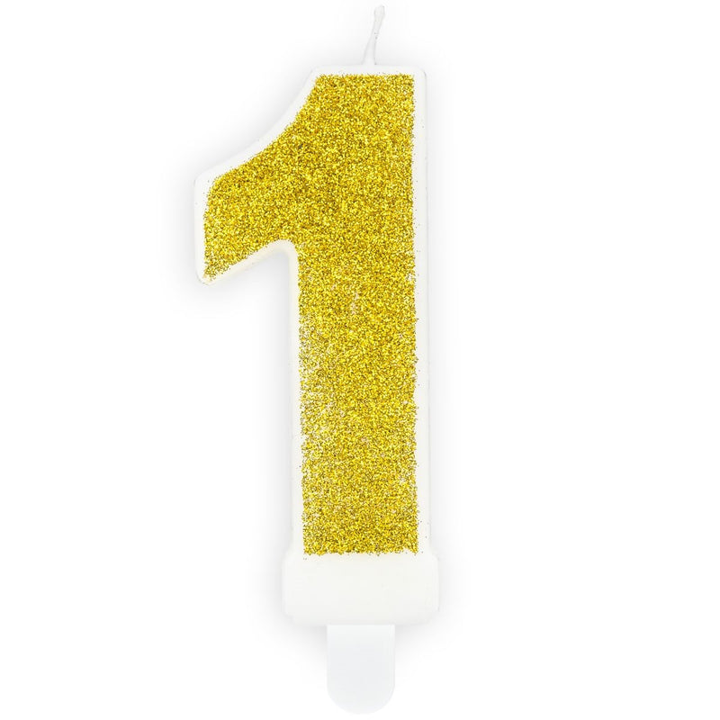 PartyDeco cijferkaars - glitter goud - 1
