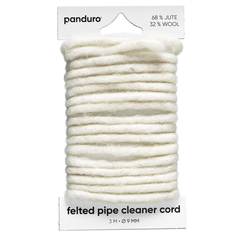 vilten chenille draad 3 meter - wit Ø9 mm