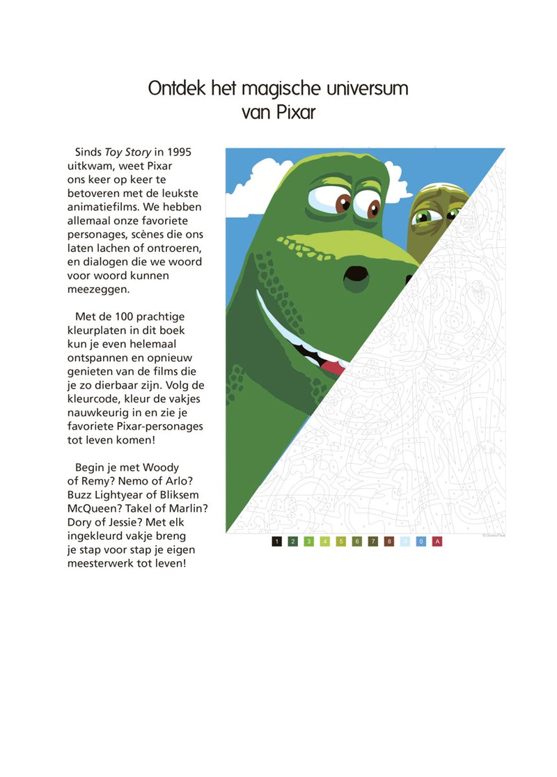 Kleurboek - Kleuren op nummer voor volwassenen - Disney Pixar