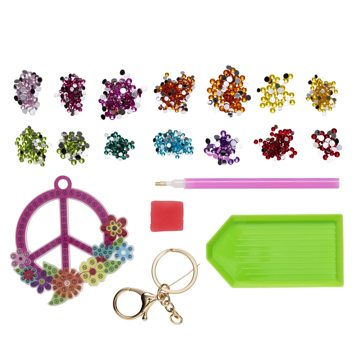 Panduro Junior DIY kit - Bling Dots peace sleutelhanger
