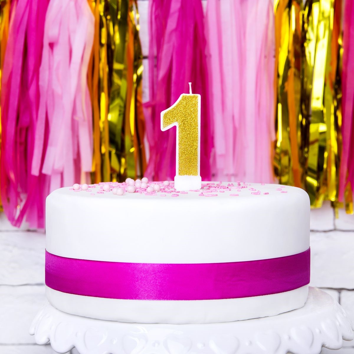 PartyDeco cijferkaars - glitter goud - 1
