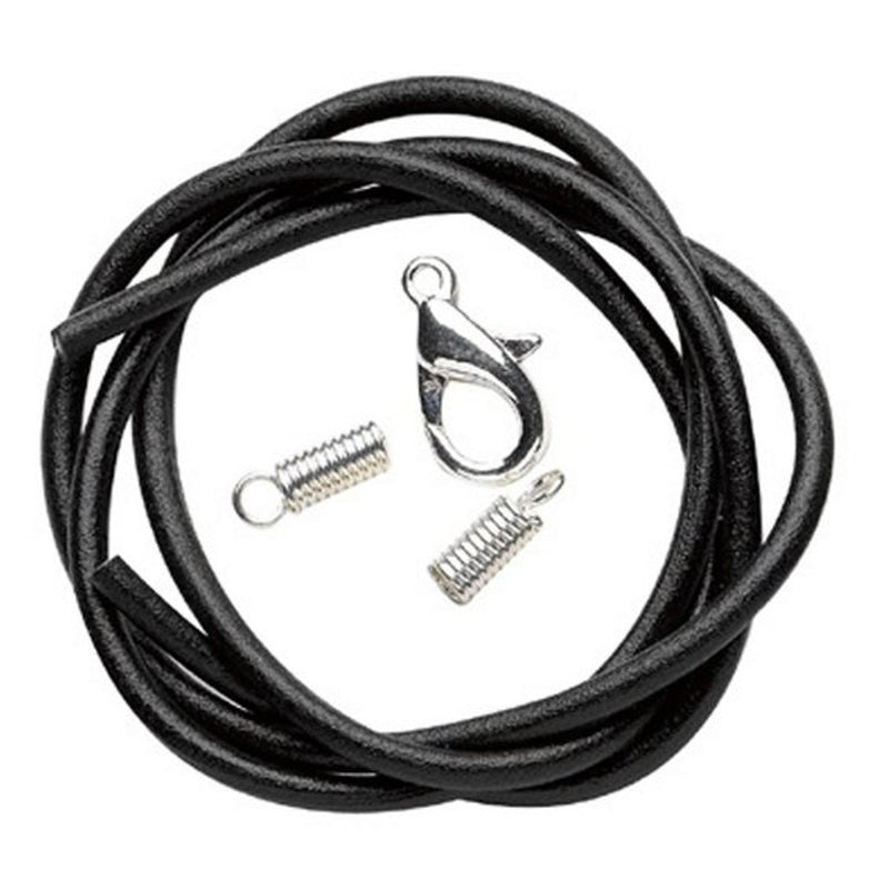 Imitatieleren koord - 2 mm - 60 cm - zwart