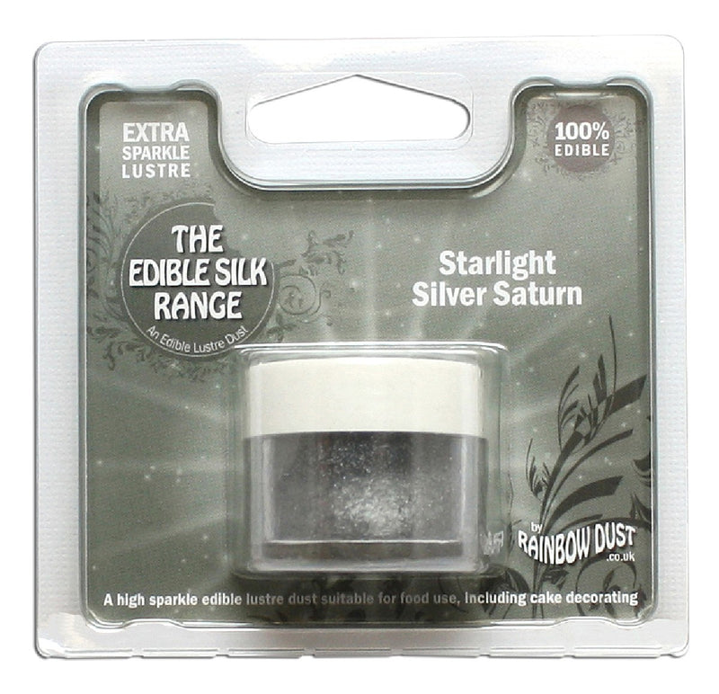 Rainbow dust - eetbaar metallic poeder - starlight silver saturn