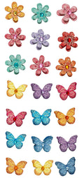 papieren stickers bloemen en vlinders- kleurenmix