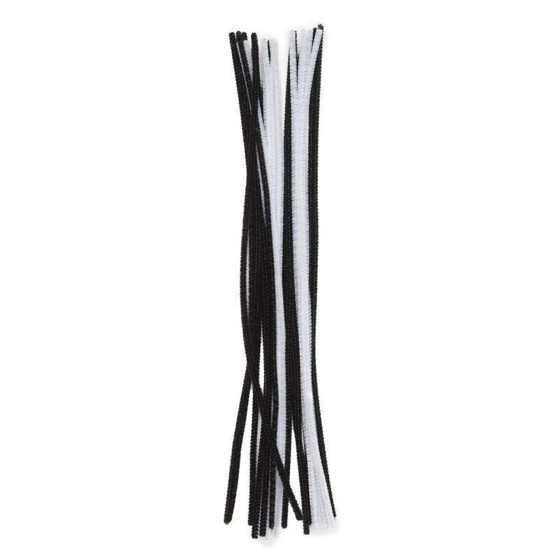 Chenilledraad - 25 stuks - zwart en wit