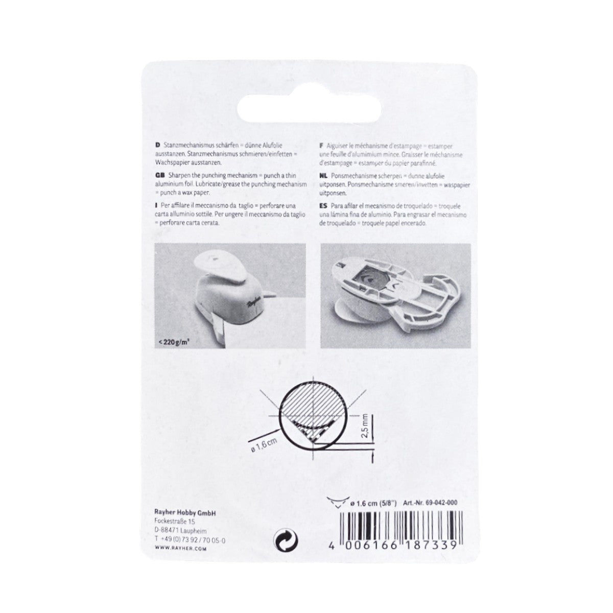 Hoekpons met afgeronde hoek - Ø1,6 cm