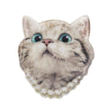 Iron-on - kat met parelketting