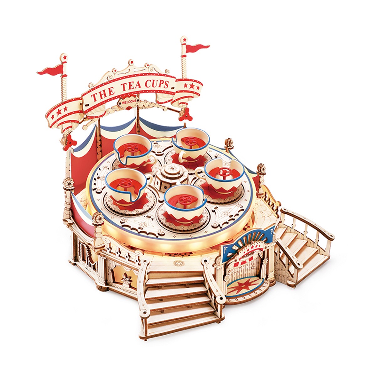Robotime houten 3D puzzel - muziekdoos Tilt-A-Whirl