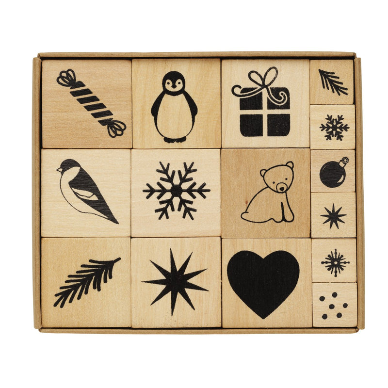 Houten stempels - winter