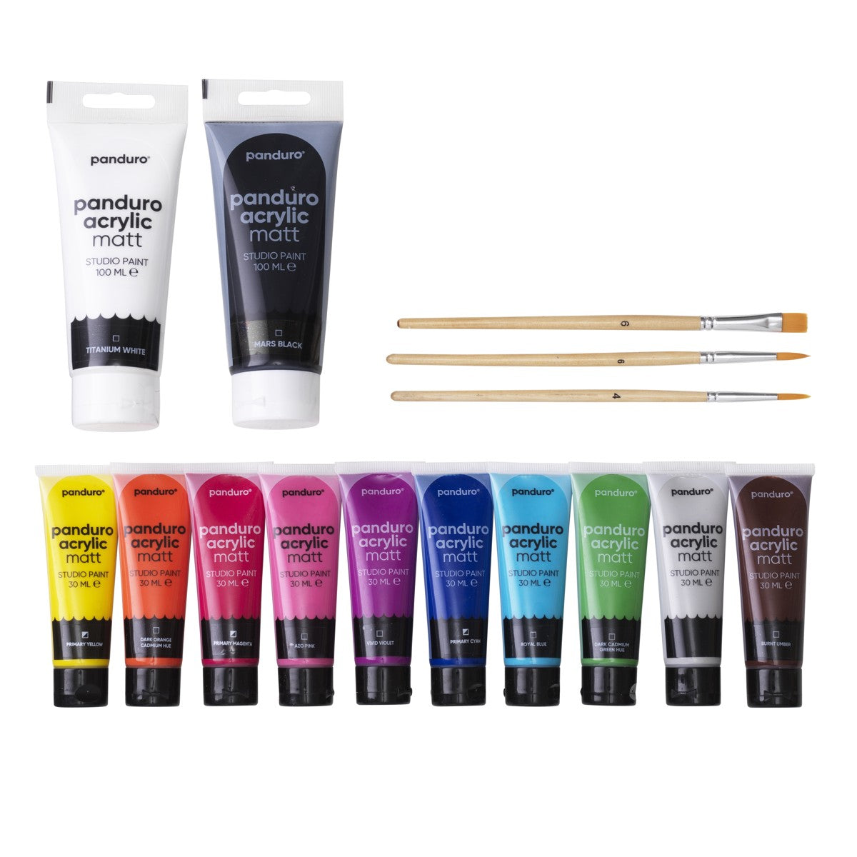 Panduro acrylverf set in houten koffer - mat