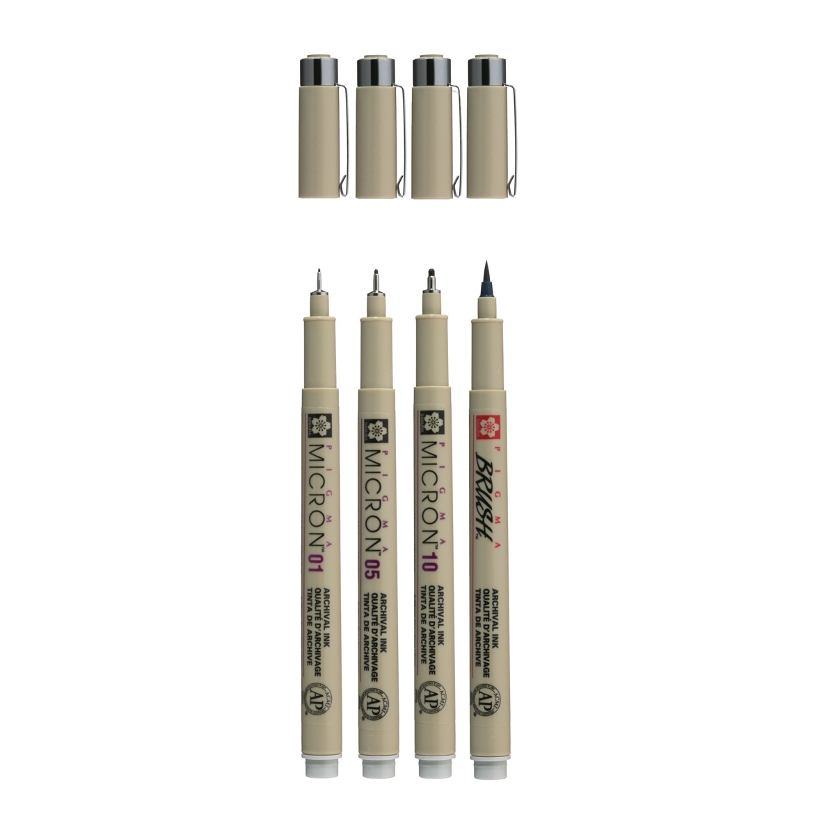 Sakura Pigma Micron set - 4 stuks - licht koelgrijs