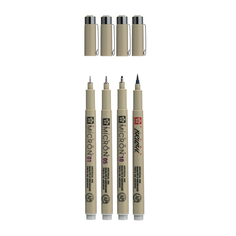 Sakura Pigma Micron set - 4 stuks - licht koelgrijs