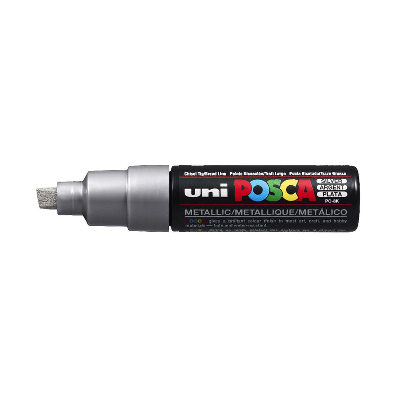 POSCA acrylmarker - beitelpunt PC-8K - 8 mm - zilver