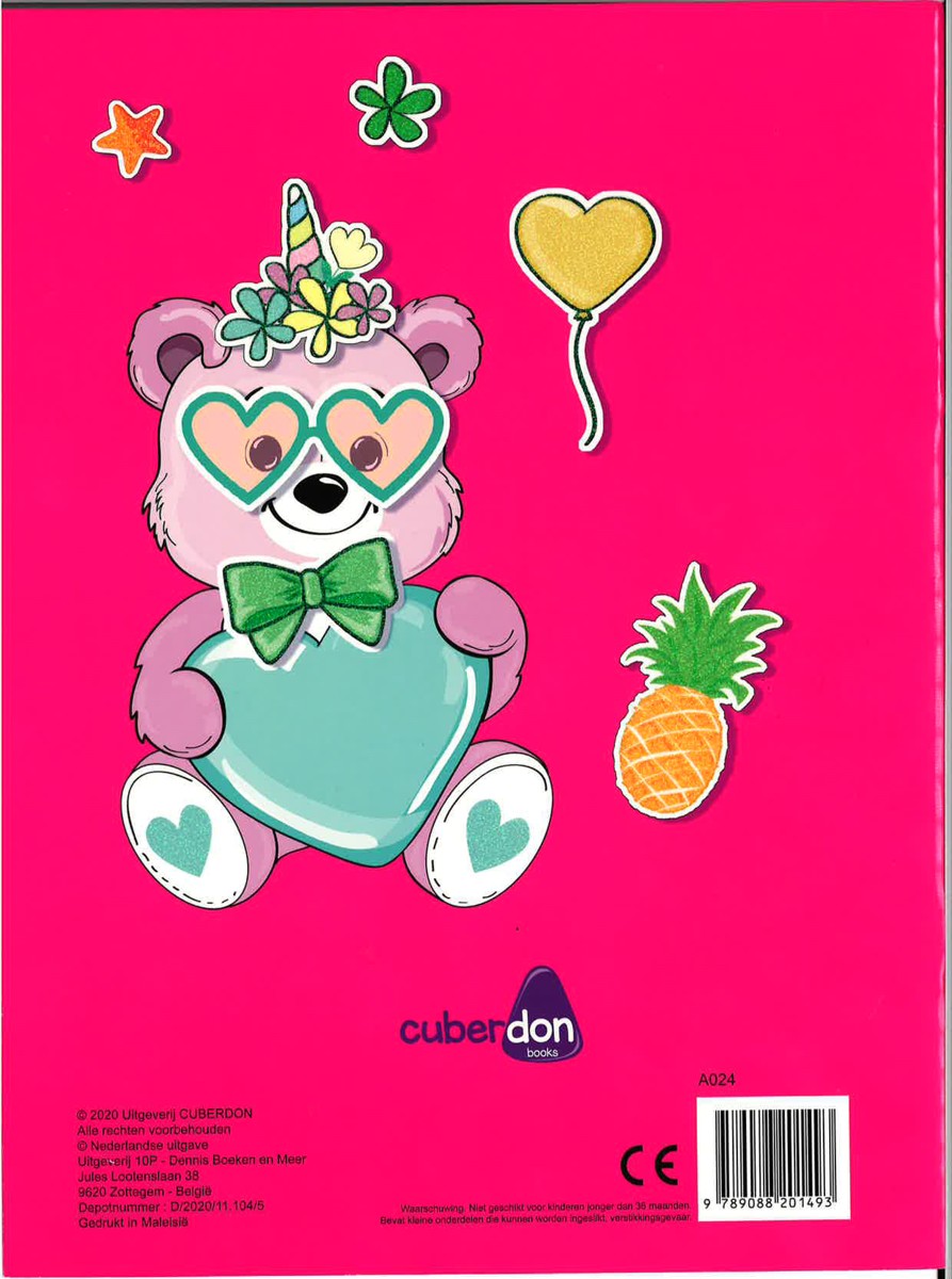 Kleurboek - kleur- en glitterstickerboek - Unicorn