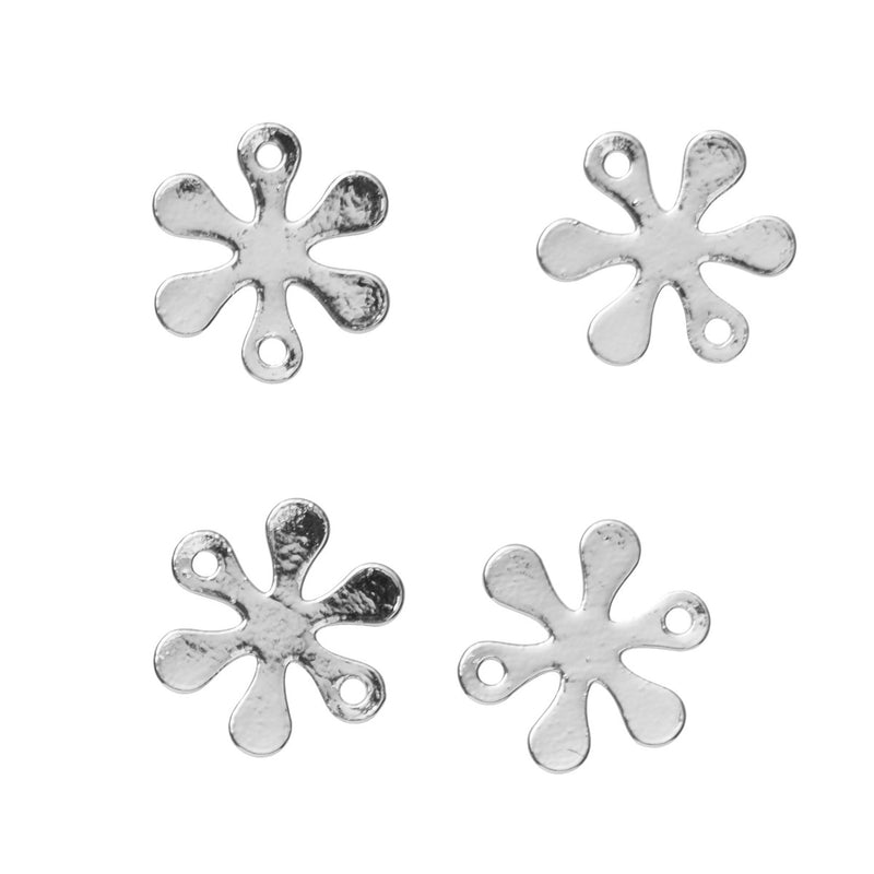 Spacer - verzilverd - 4 stuks - bloemetjes
