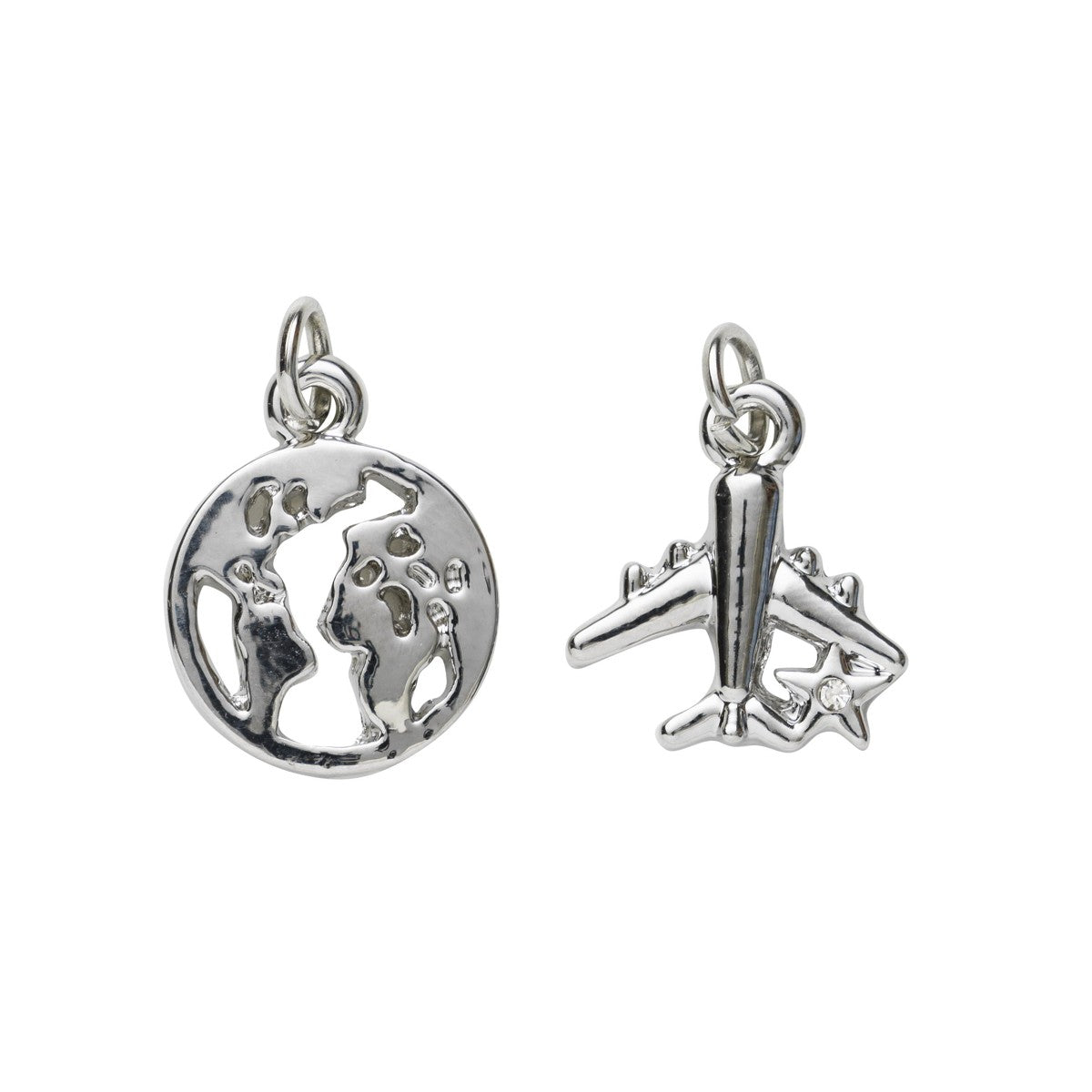 Charm Series hangers - globe/vliegtuig zilverkleurig