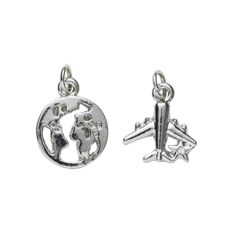 Charm Series hangers - globe/vliegtuig zilverkleurig