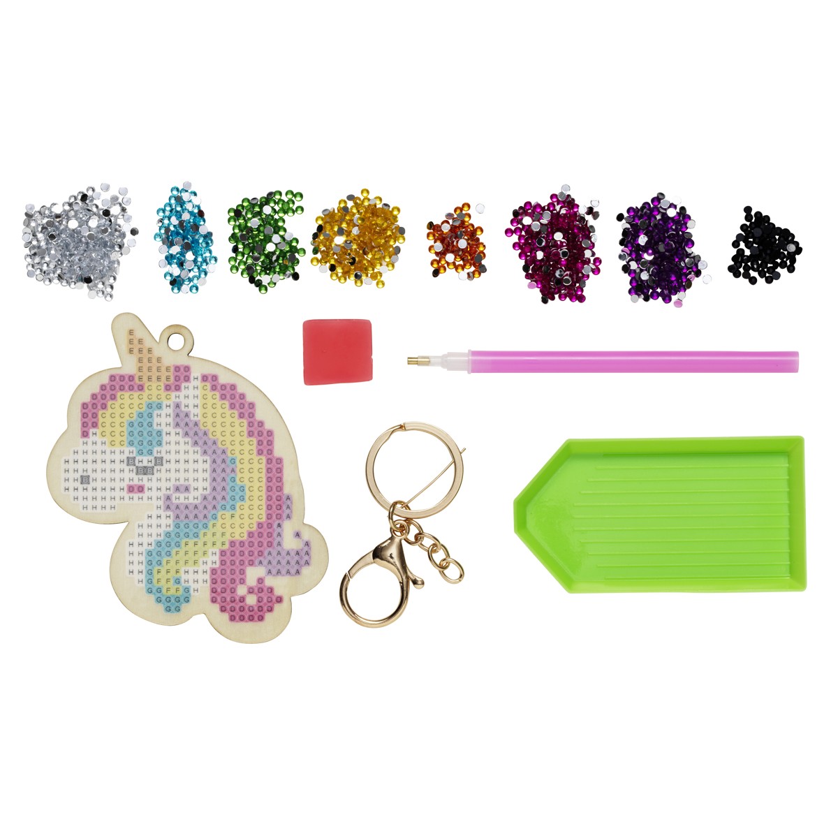 Panduro Junior DIY kit - Bling Dots eenhoorn sleutelhanger
