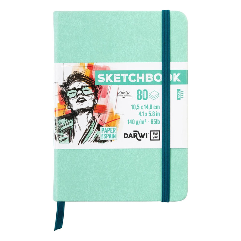 Darwi Sketch schetsboek - 10,5 x 14,8 cm - muntgroen