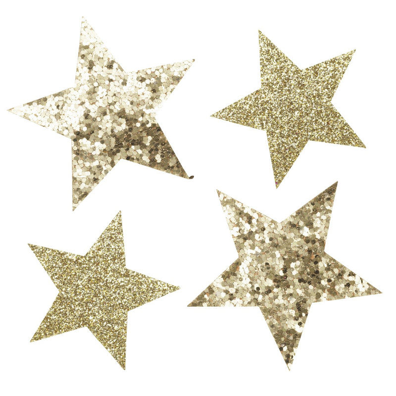 Vilten stickers - gouden sterren met glitters