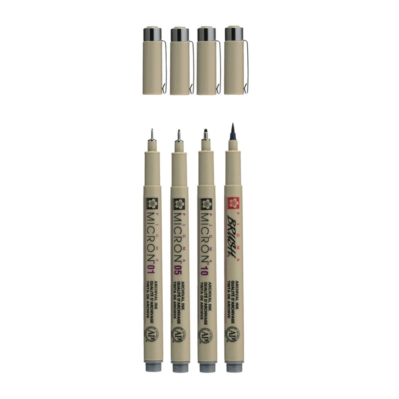 Sakura Pigma Micron set - 4 stuks - koelgrijs