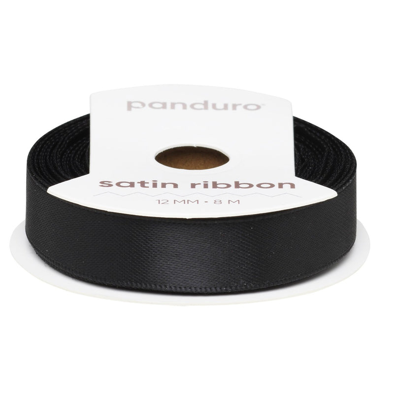 Satijnlint - 12 mm - zwart