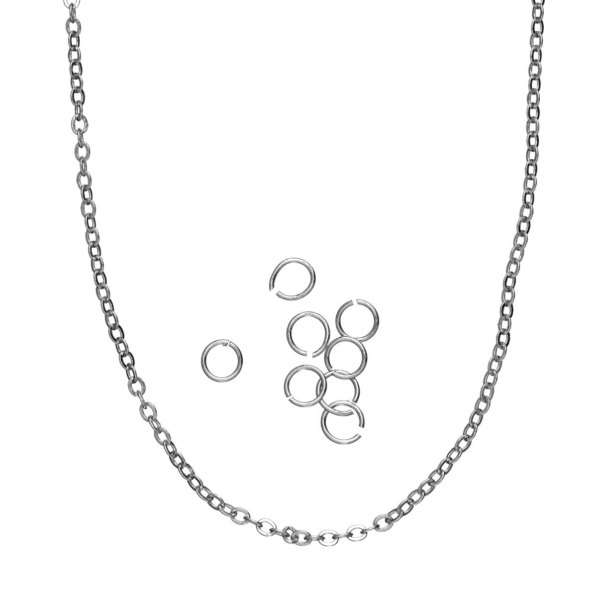 Ketting met buigringen - verzilverd - 1 meter