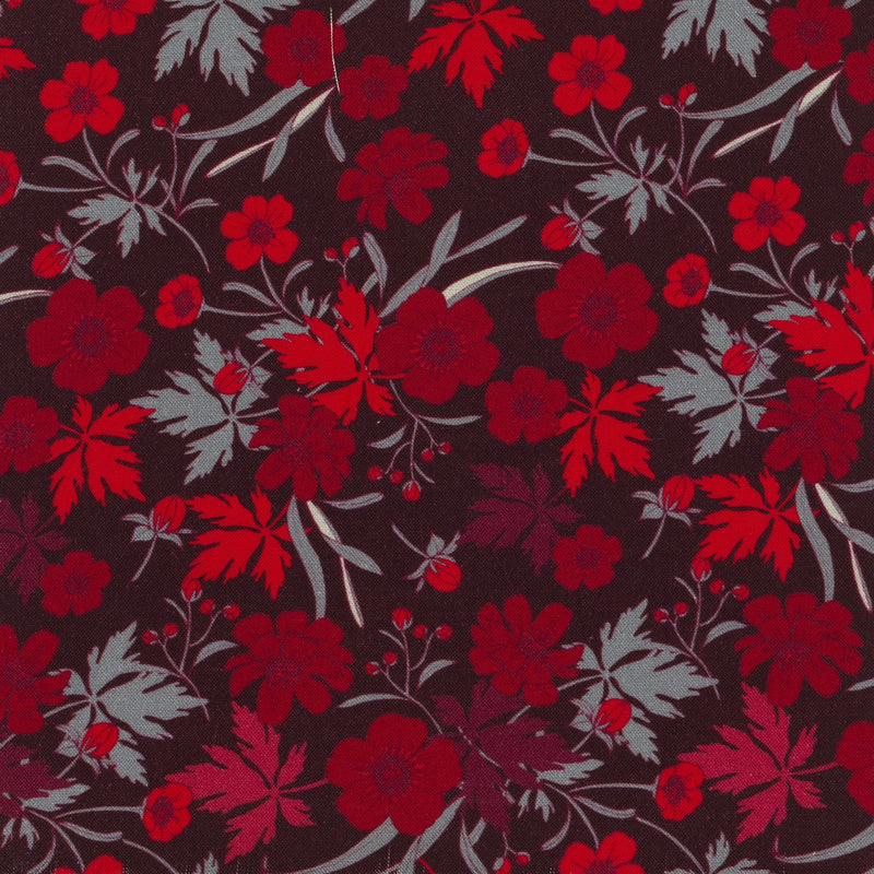Stof katoen - 50x70 cm - rode bloemen