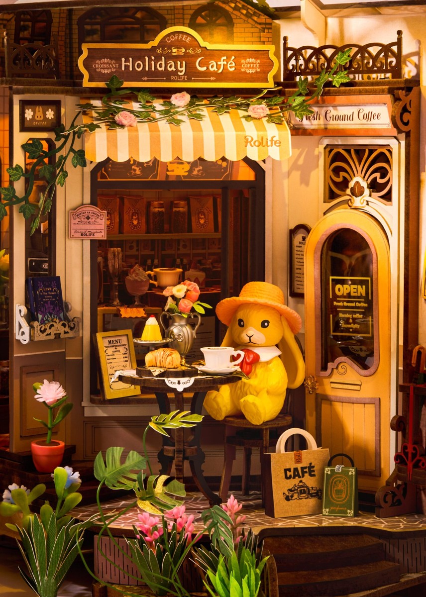 Robotime houten 3D puzzel - book nook - Holiday Café