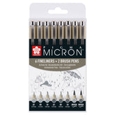 Sakura Pigma Micron set - 8 stuks - licht koelgrijs & koelgrijs