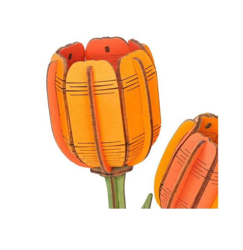 Robotime Houten 3D puzzel - Orange Tulip