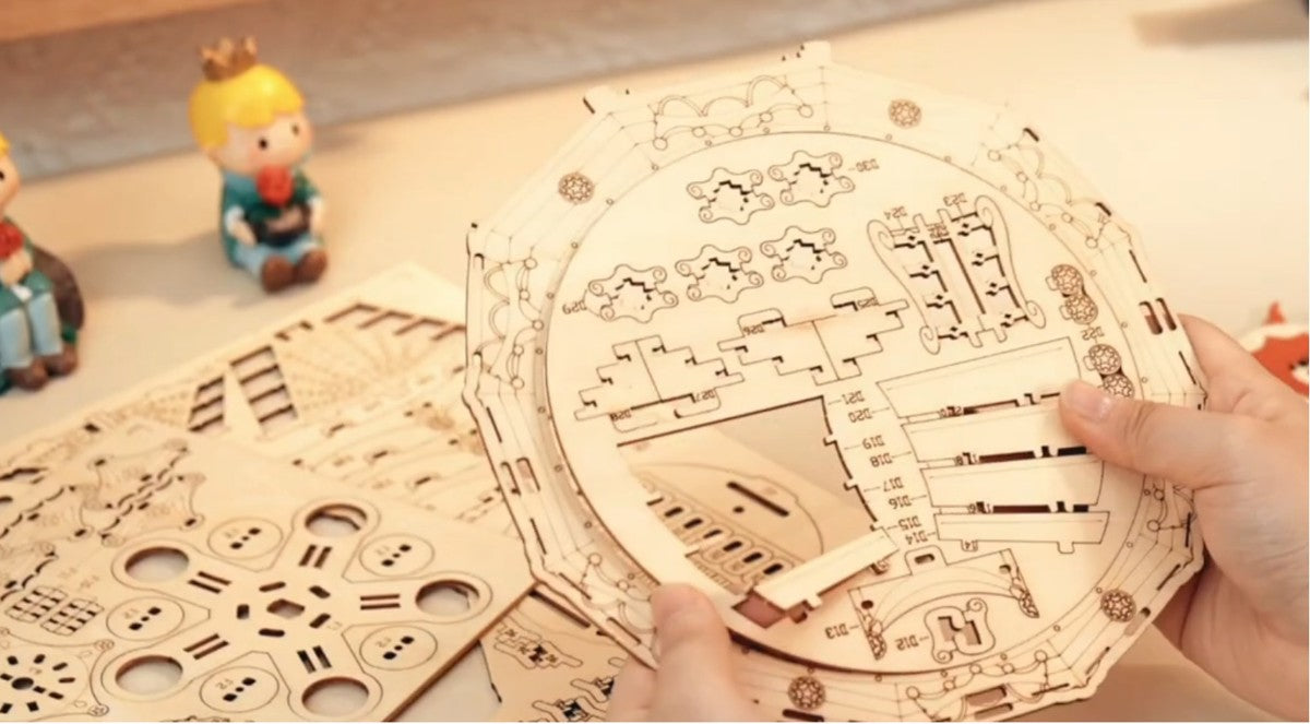 Robotime houten 3D puzzel - muziekdoos Tilt-A-Whirl