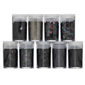 Glitters - set van 9x3 gram - zwart