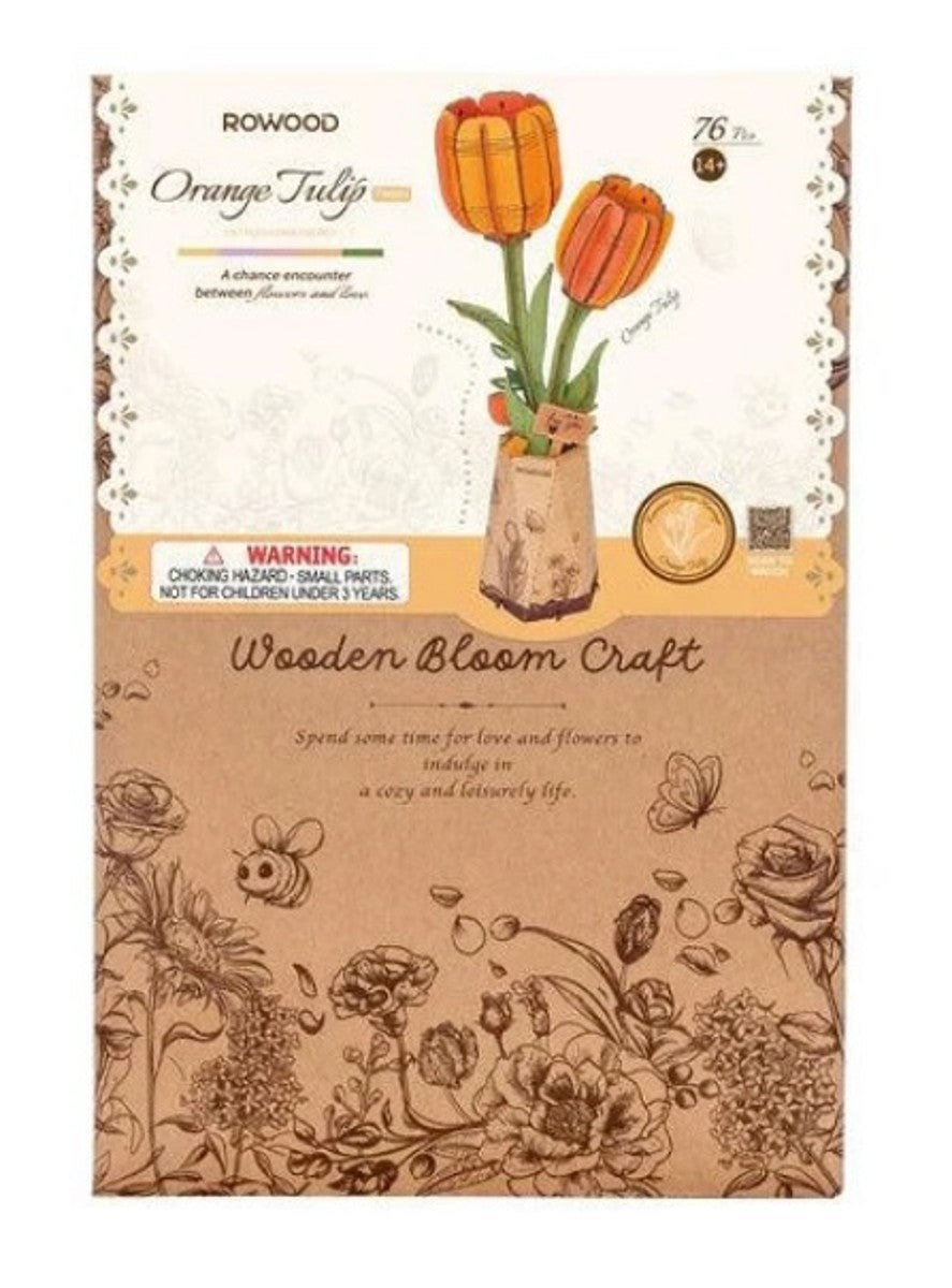 Robotime Houten 3D puzzel - Orange Tulip