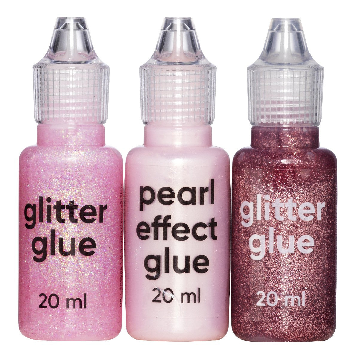 Glitterlijm 3x20 ml - roze