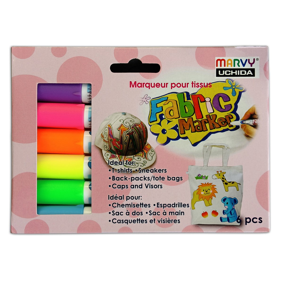 Marvy textielstiften set - 6 stuks - neon
