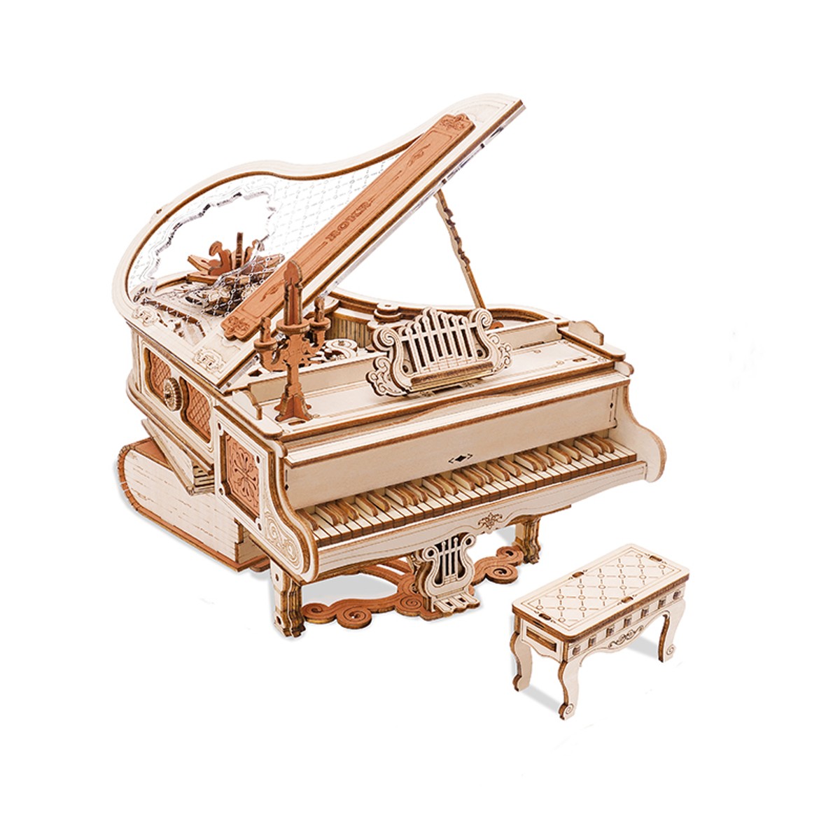 Robotime houten 3D puzzel - muziekdoos Magic Piano