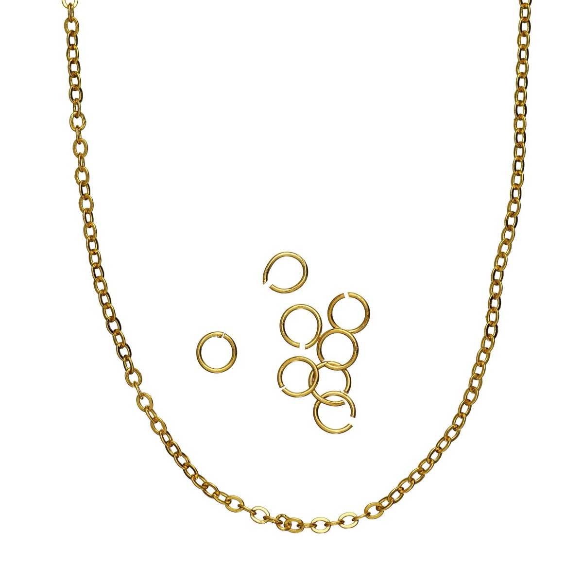Ketting met buigringen - verguld - 1 meter
