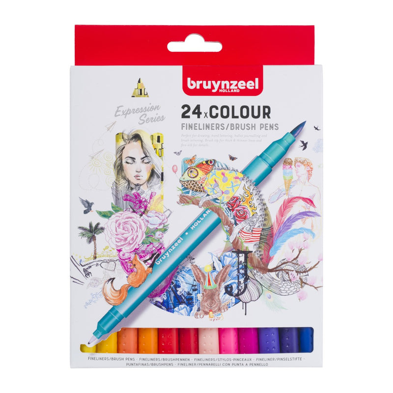Bruynzeel Creatives - fineliners/brushpens - 24 stuks