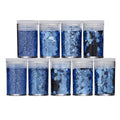 Glitters - set van 9x3 gram - blauw